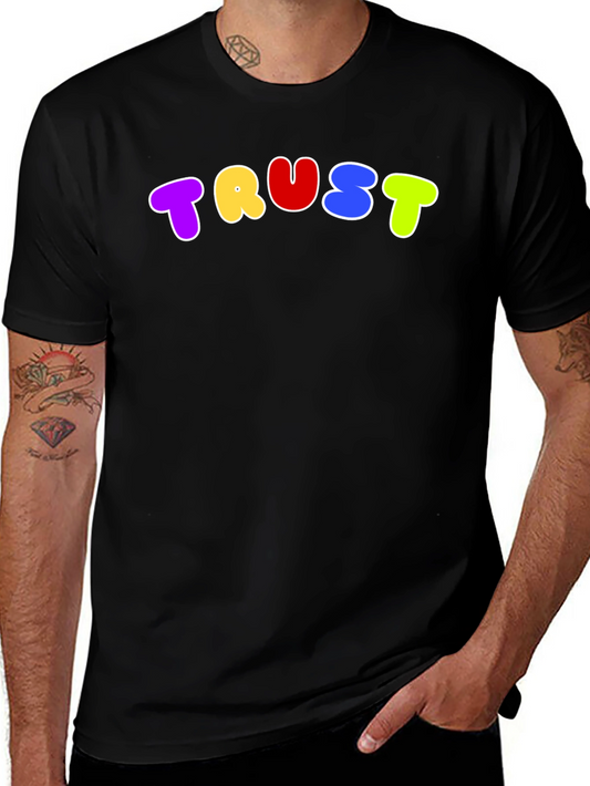 Colorful TRUST Graphic Black T-Shirt