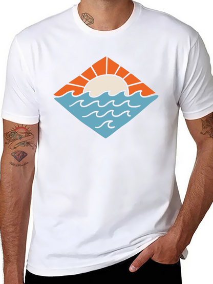 Sunset Waves Graphic Tee - Black