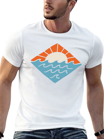 Sunset Waves Graphic Tee - Black
