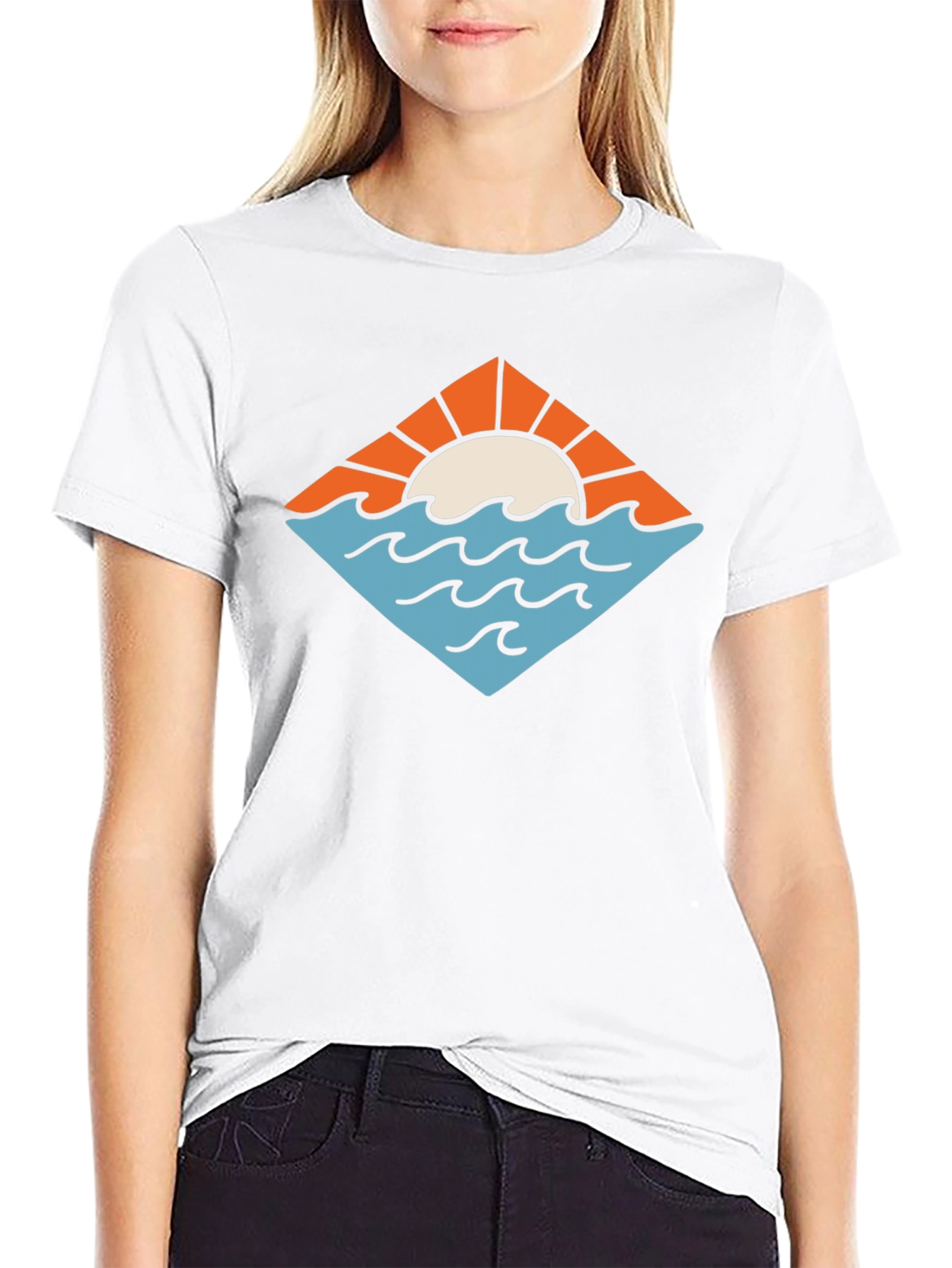 Sunset Waves Graphic Tee - Black