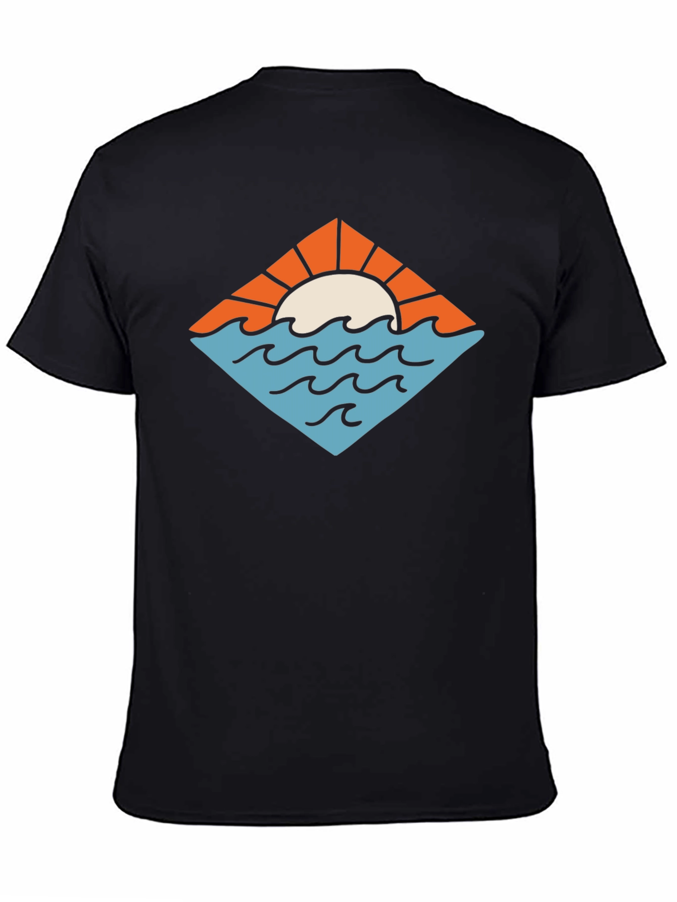 Sunset Waves Graphic Tee - Black