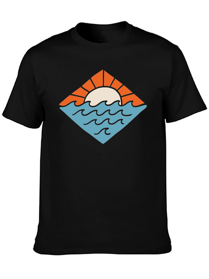 Sunset Waves Graphic Tee - Black
