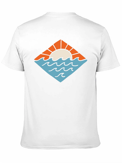 Sunset Waves Graphic Tee - Black
