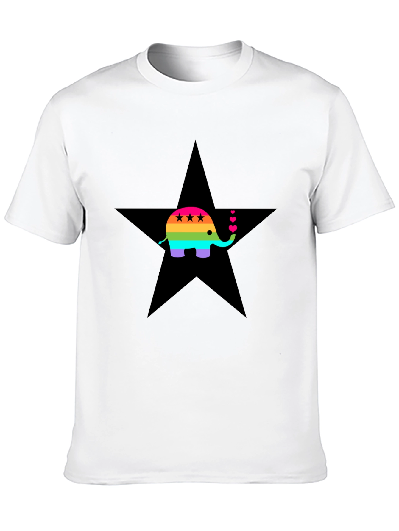 Rainbow Elephant Star Tee - Stylish Graphic Print Shirt
