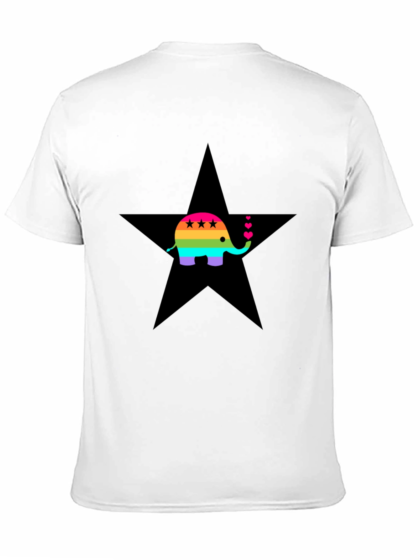Rainbow Elephant Star Tee - Stylish Graphic Print Shirt