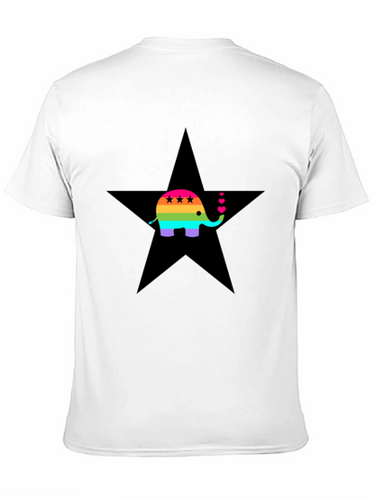 Rainbow Elephant Star Tee - Stylish Graphic Print Shirt