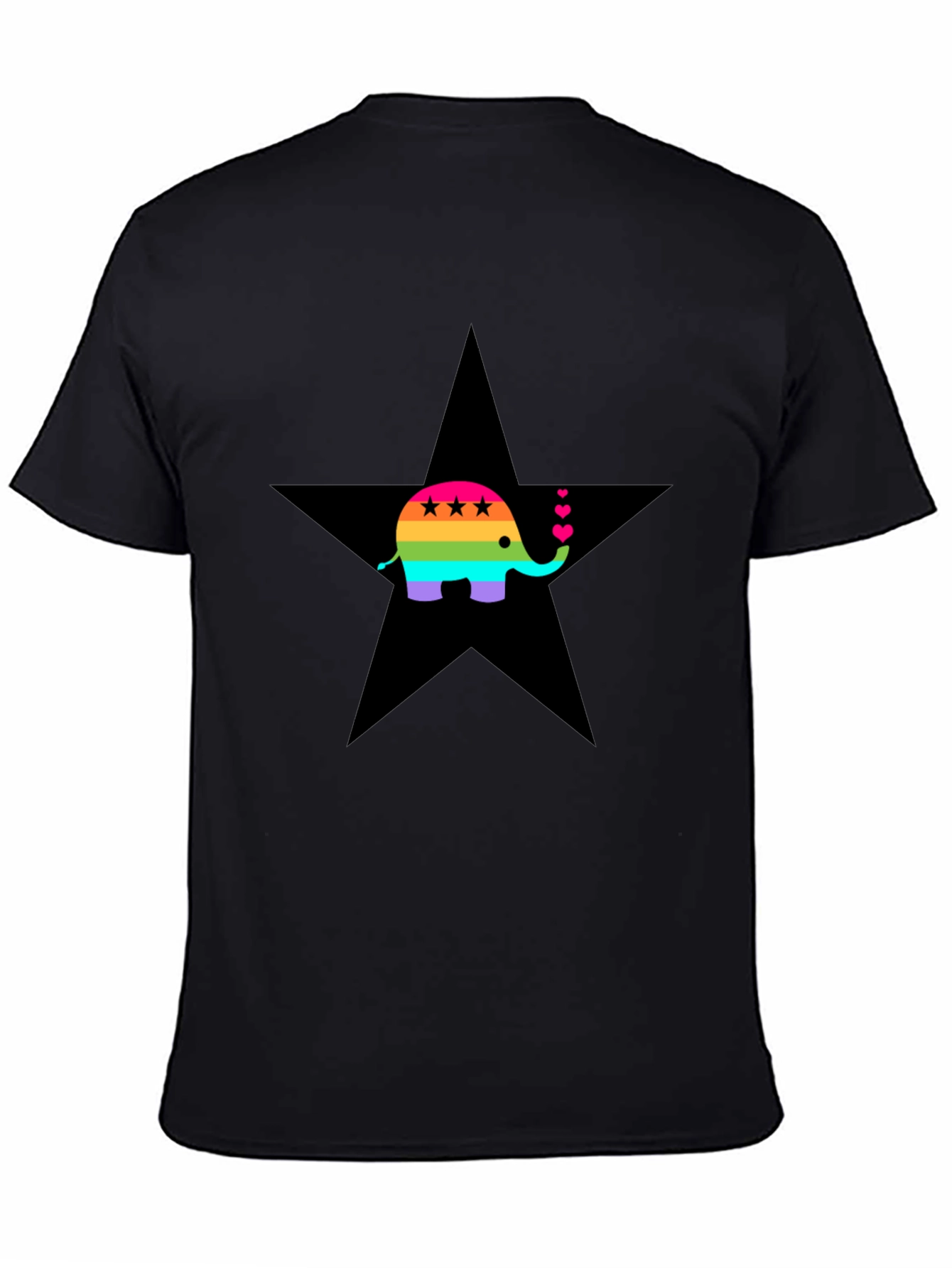 Rainbow Elephant Star Tee - Stylish Graphic Print Shirt