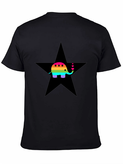 Rainbow Elephant Star Tee - Stylish Graphic Print Shirt