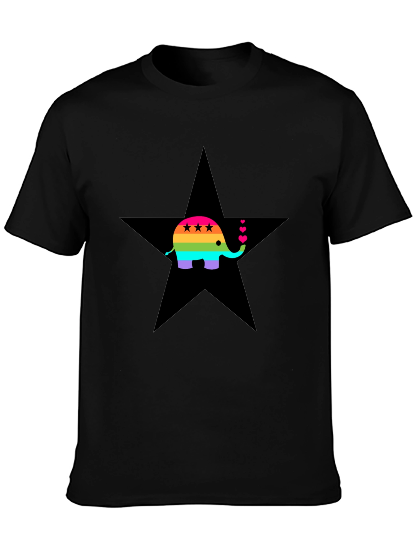 Rainbow Elephant Star Tee - Stylish Graphic Print Shirt