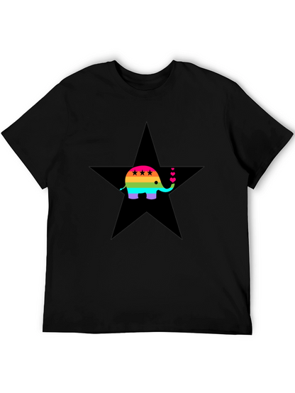 Rainbow Elephant Star Tee - Stylish Graphic Print Shirt