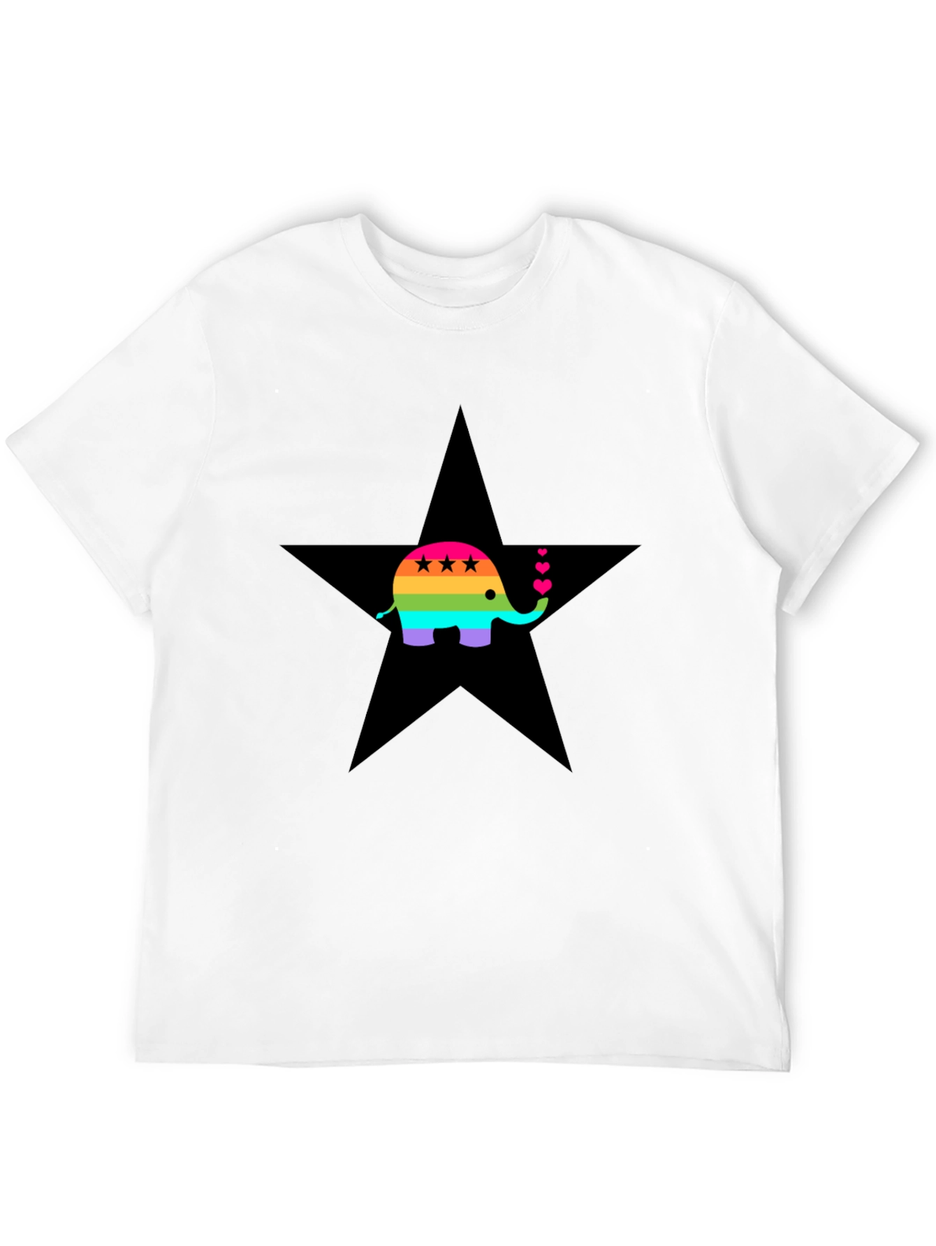 Rainbow Elephant Star Tee - Stylish Graphic Print Shirt