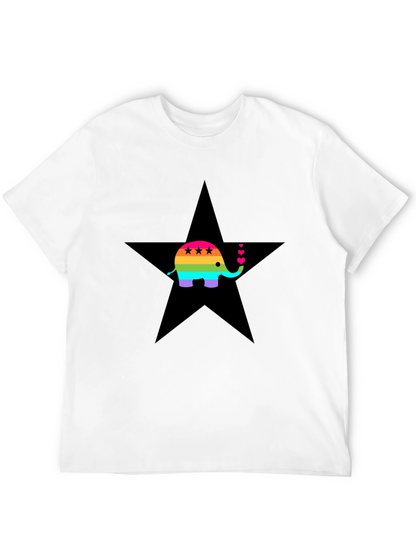 Rainbow Elephant Star Tee - Stylish Graphic Print Shirt