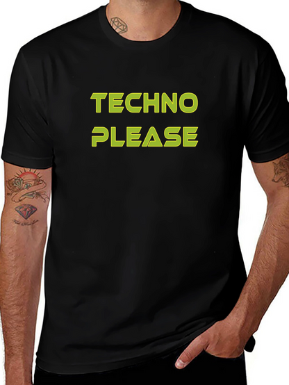 Techno Please Graphic Tee - Bold Black T-Shirt