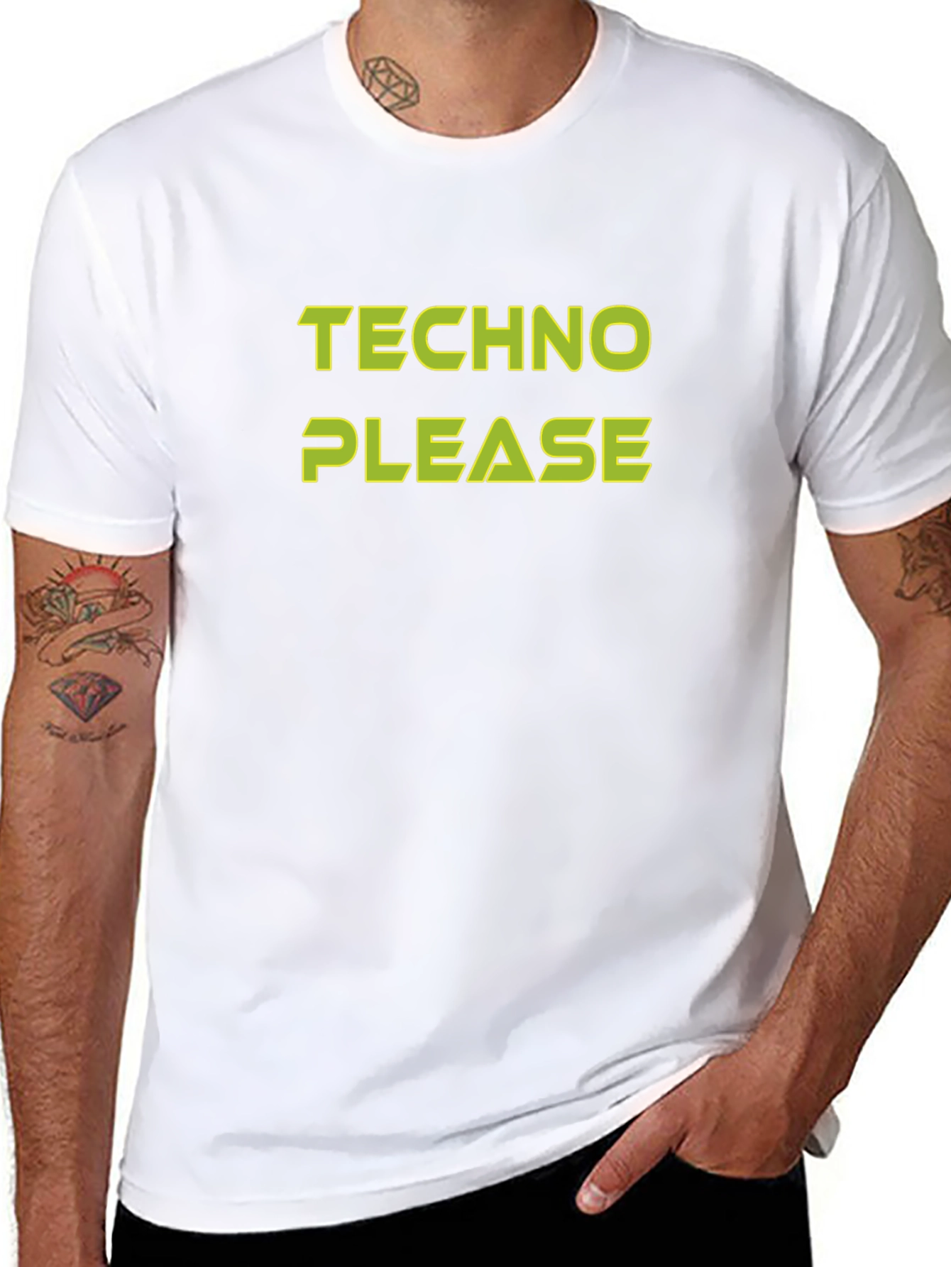 Techno Please Graphic Tee - Bold Black T-Shirt