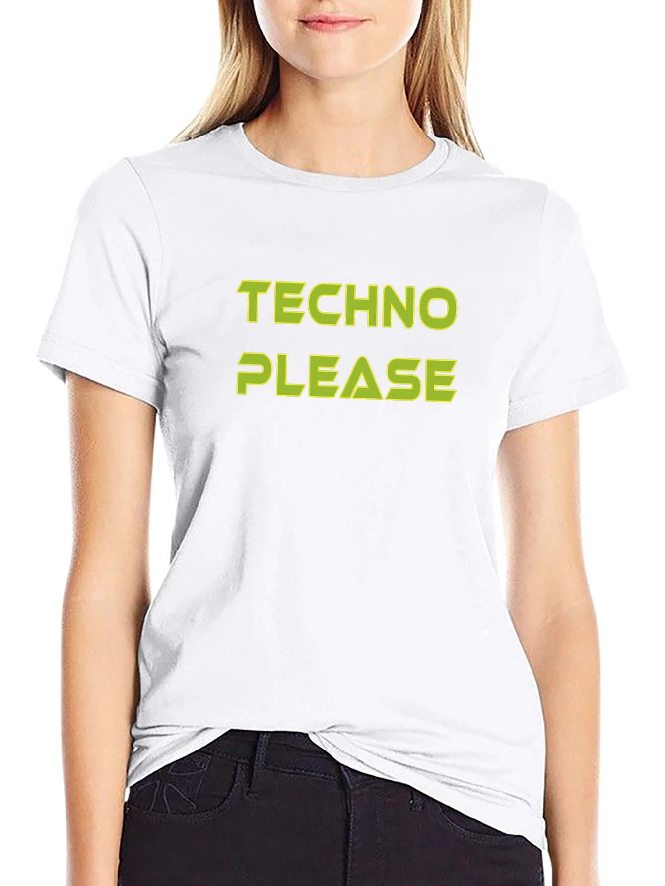 Techno Please Graphic Tee - Bold Black T-Shirt