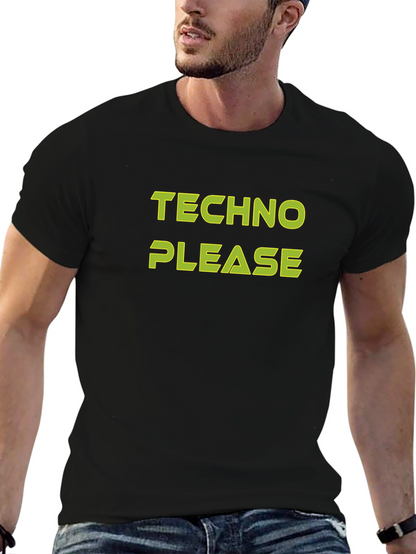 Techno Please Graphic Tee - Bold Black T-Shirt