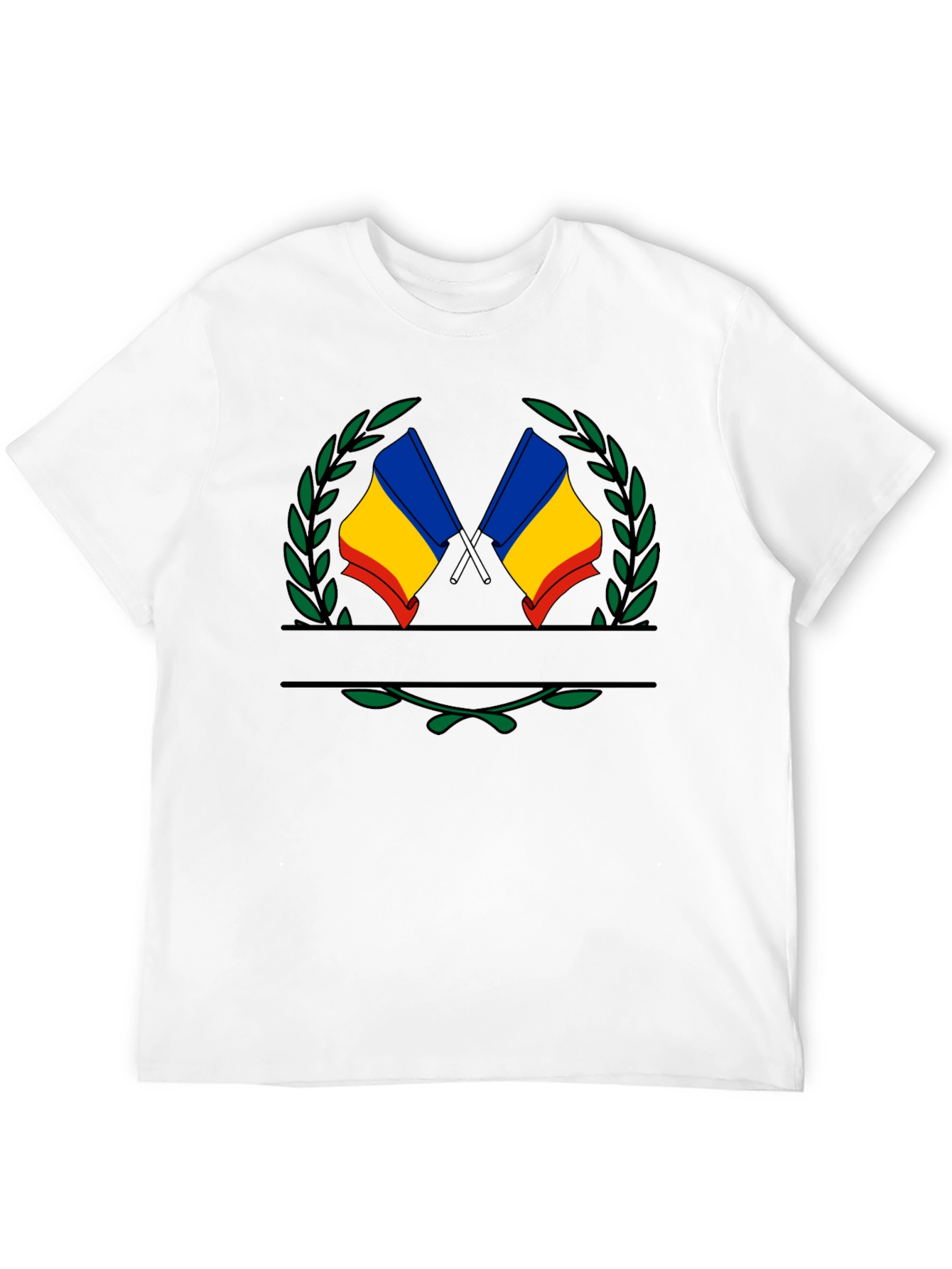 Romania Flag Crest Black T-Shirt