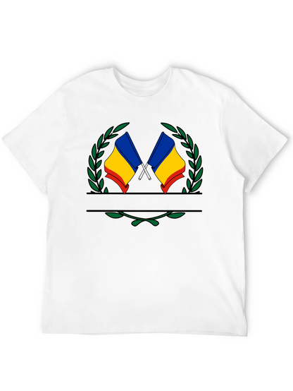 Romania Flag Crest Black T-Shirt