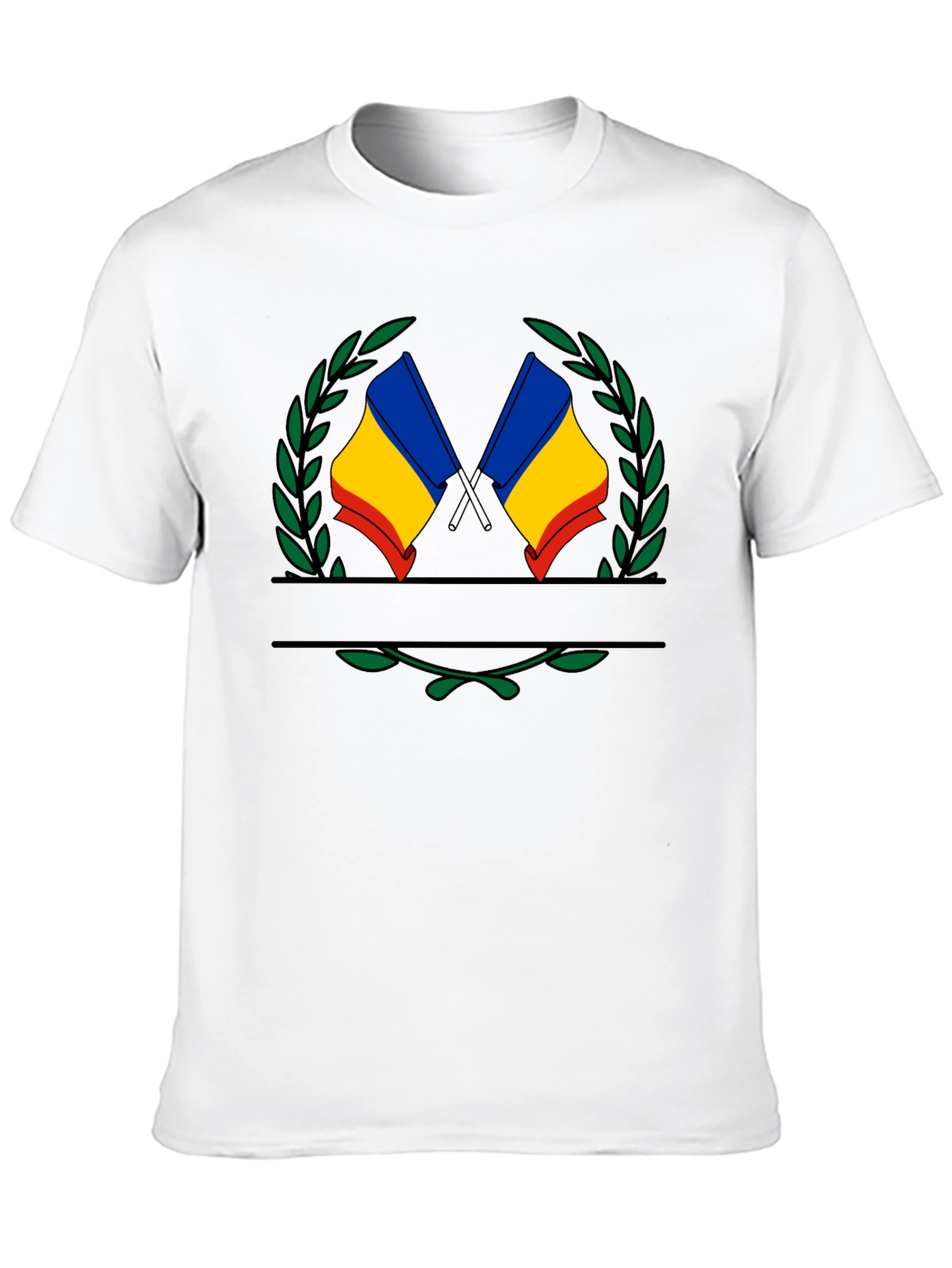 Romania Flag Crest Black T-Shirt