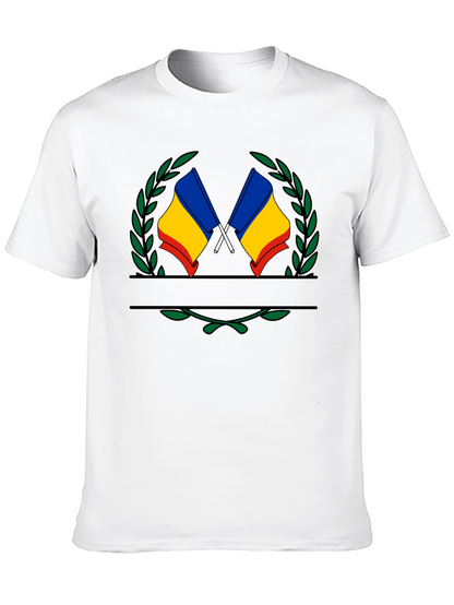 Romania Flag Crest Black T-Shirt
