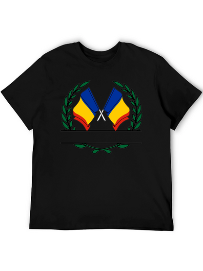 Romania Flag Crest Black T-Shirt
