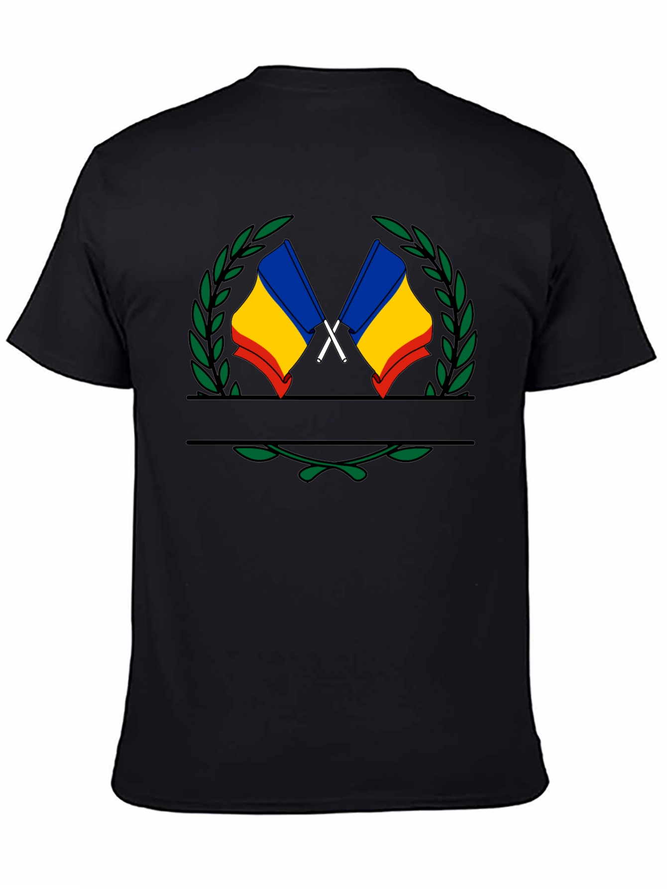 Romania Flag Crest Black T-Shirt