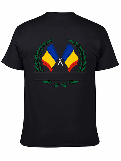 Romania Flag Crest Black T-Shirt