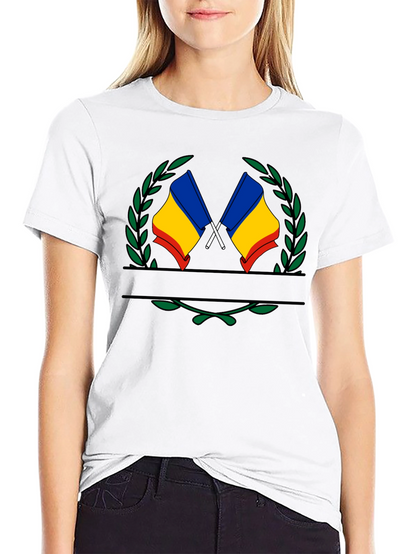 Romania Flag Crest Black T-Shirt