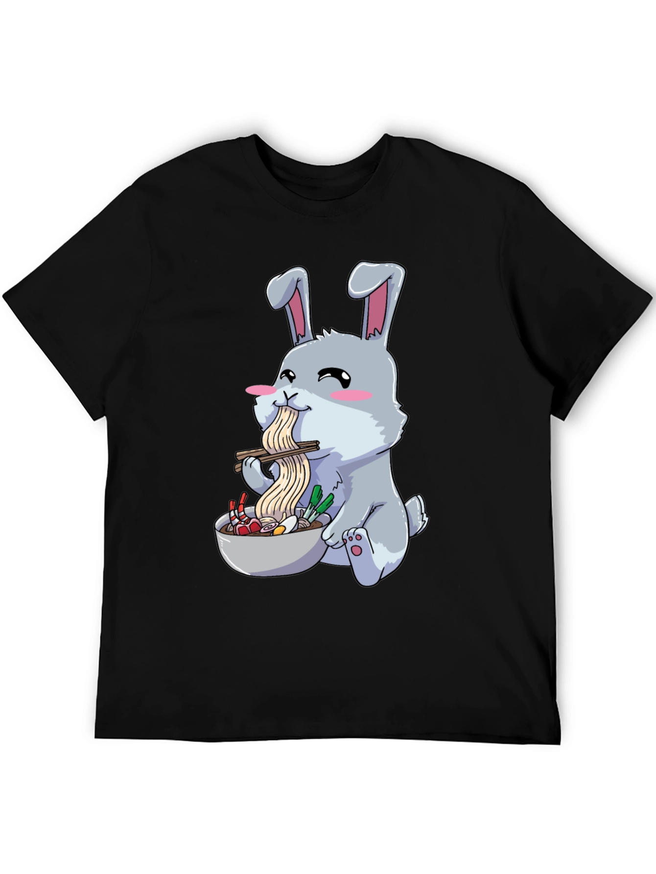 Rabbit Eating Ramen Funny T-Shirt