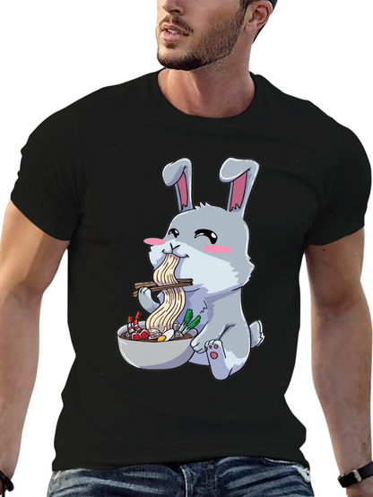 Rabbit Eating Ramen Funny T-Shirt
