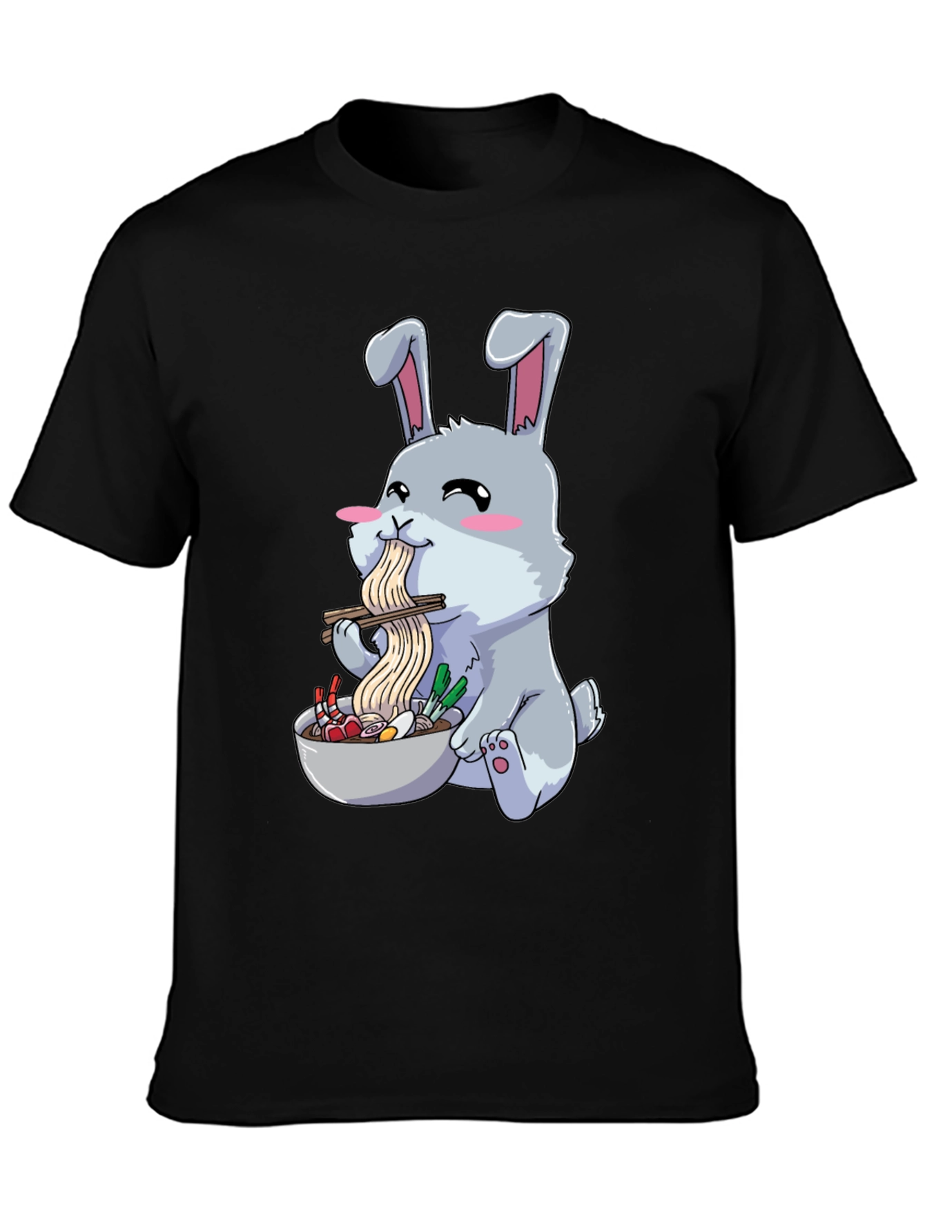 Rabbit Eating Ramen Funny T-Shirt