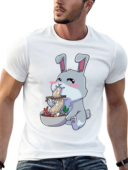 Rabbit Eating Ramen Funny T-Shirt