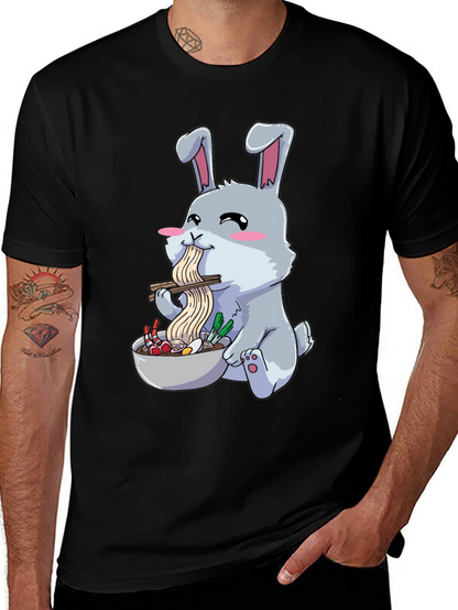 Rabbit Eating Ramen Funny T-Shirt