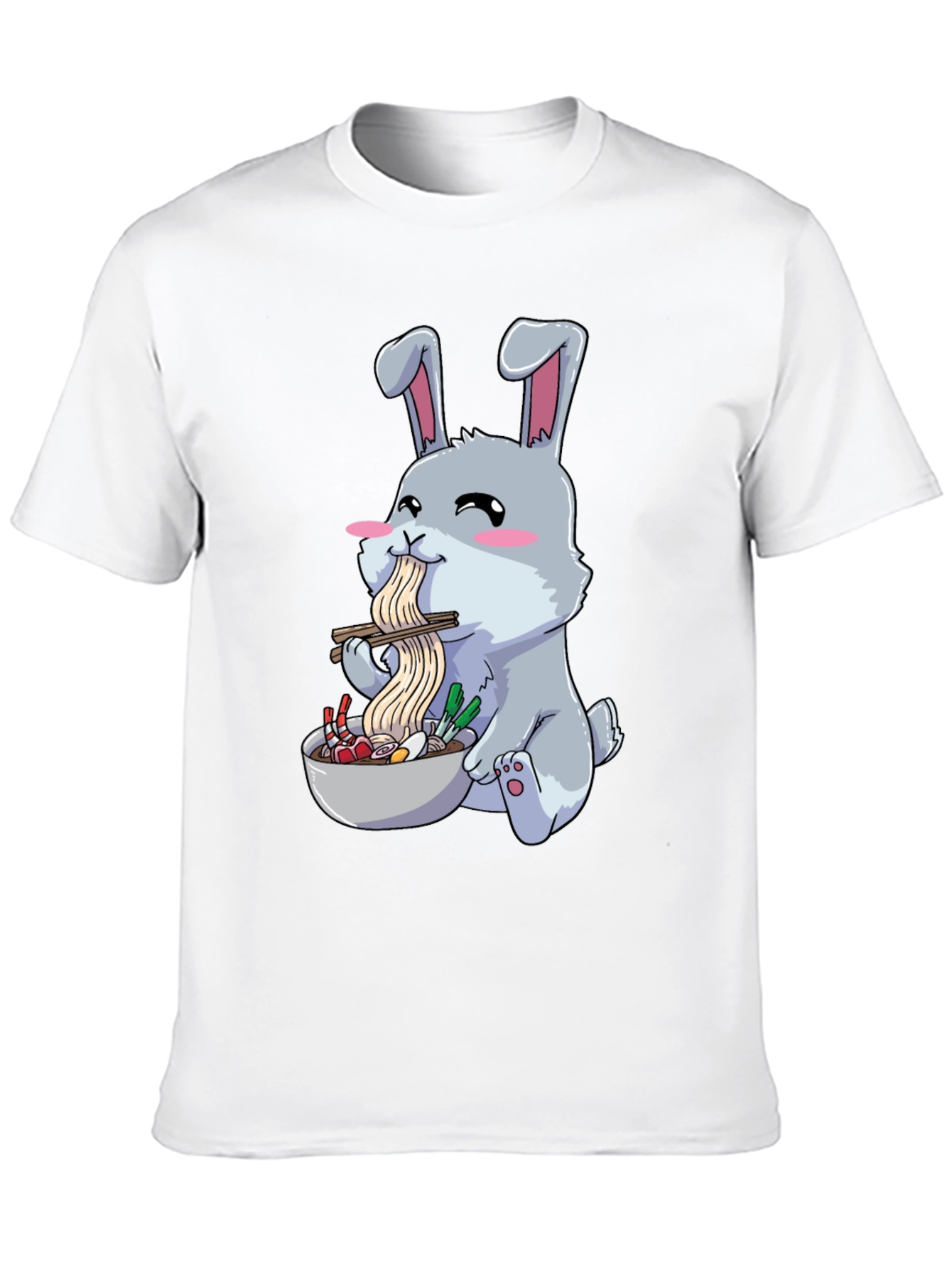 Rabbit Eating Ramen Funny T-Shirt