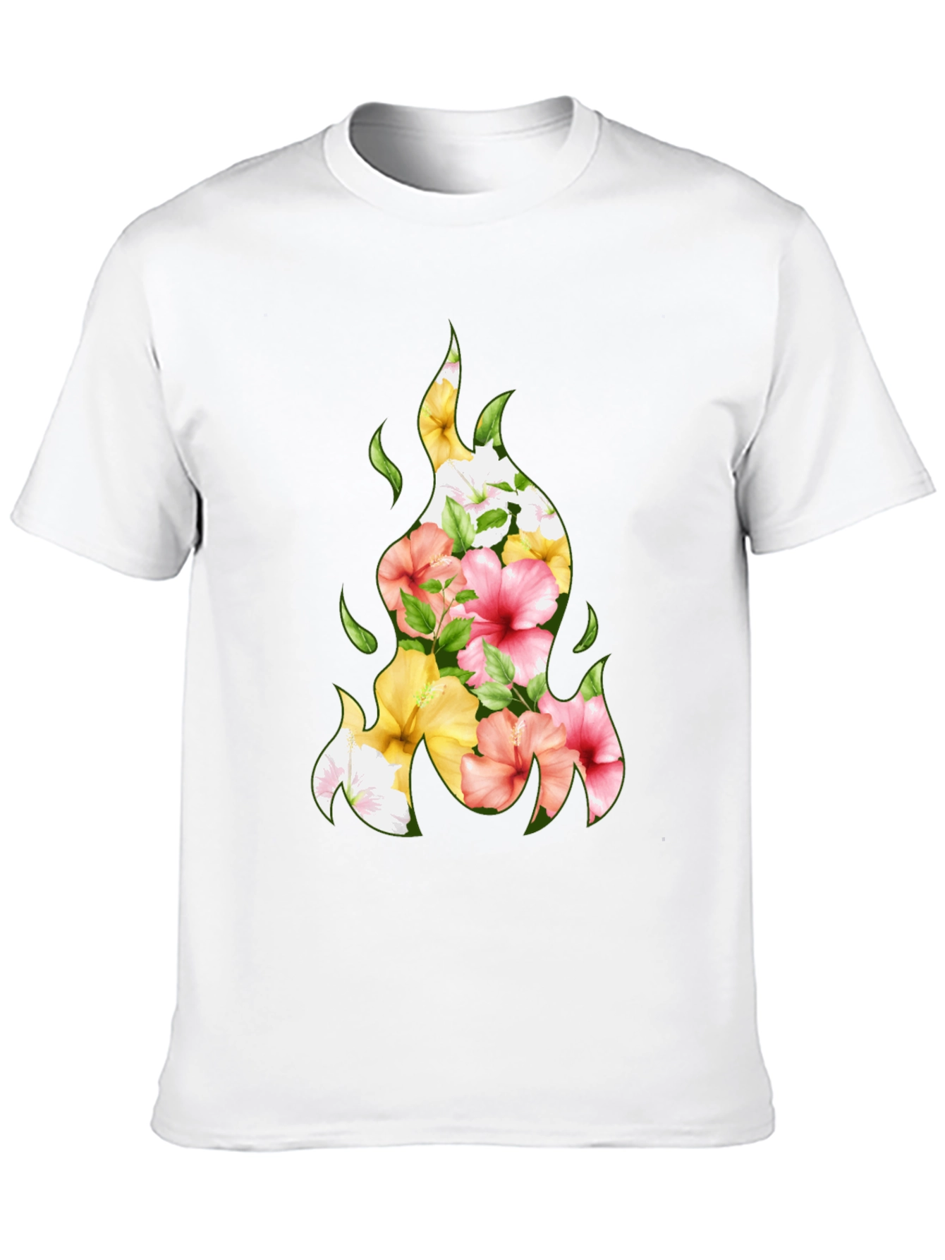 Floral Fire Graphic Tee - Stylish Black T-Shirt