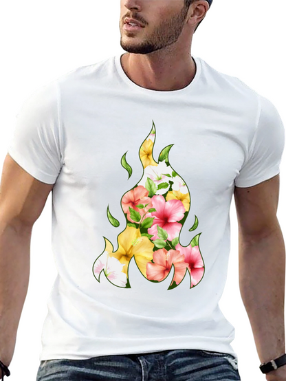 Floral Fire Graphic Tee - Stylish Black T-Shirt