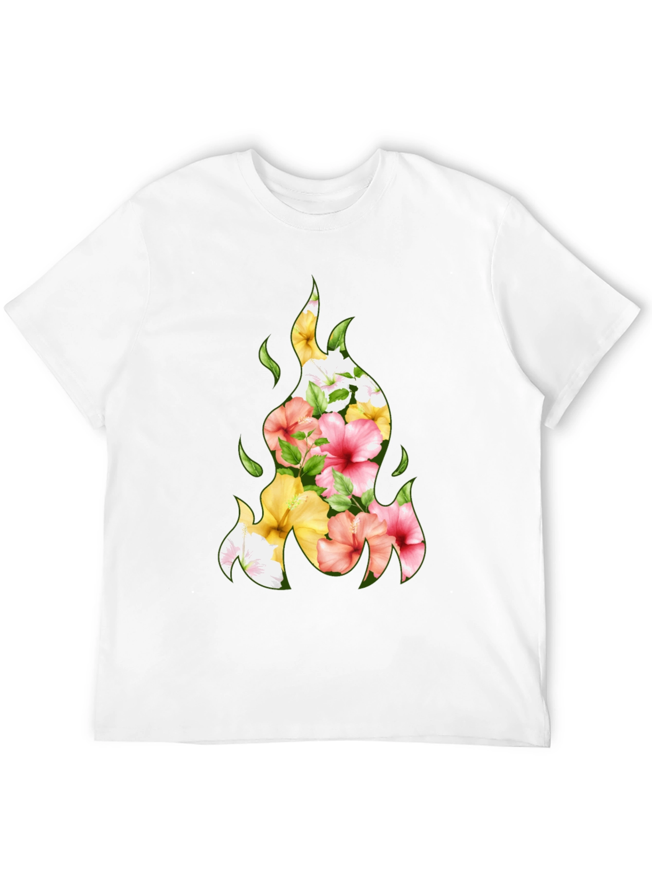 Floral Fire Graphic Tee - Stylish Black T-Shirt
