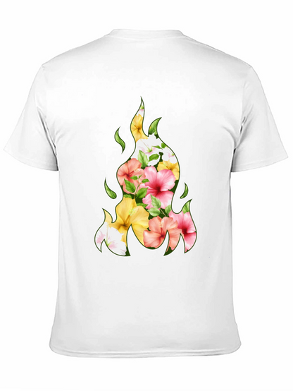 Floral Fire Graphic Tee - Stylish Black T-Shirt