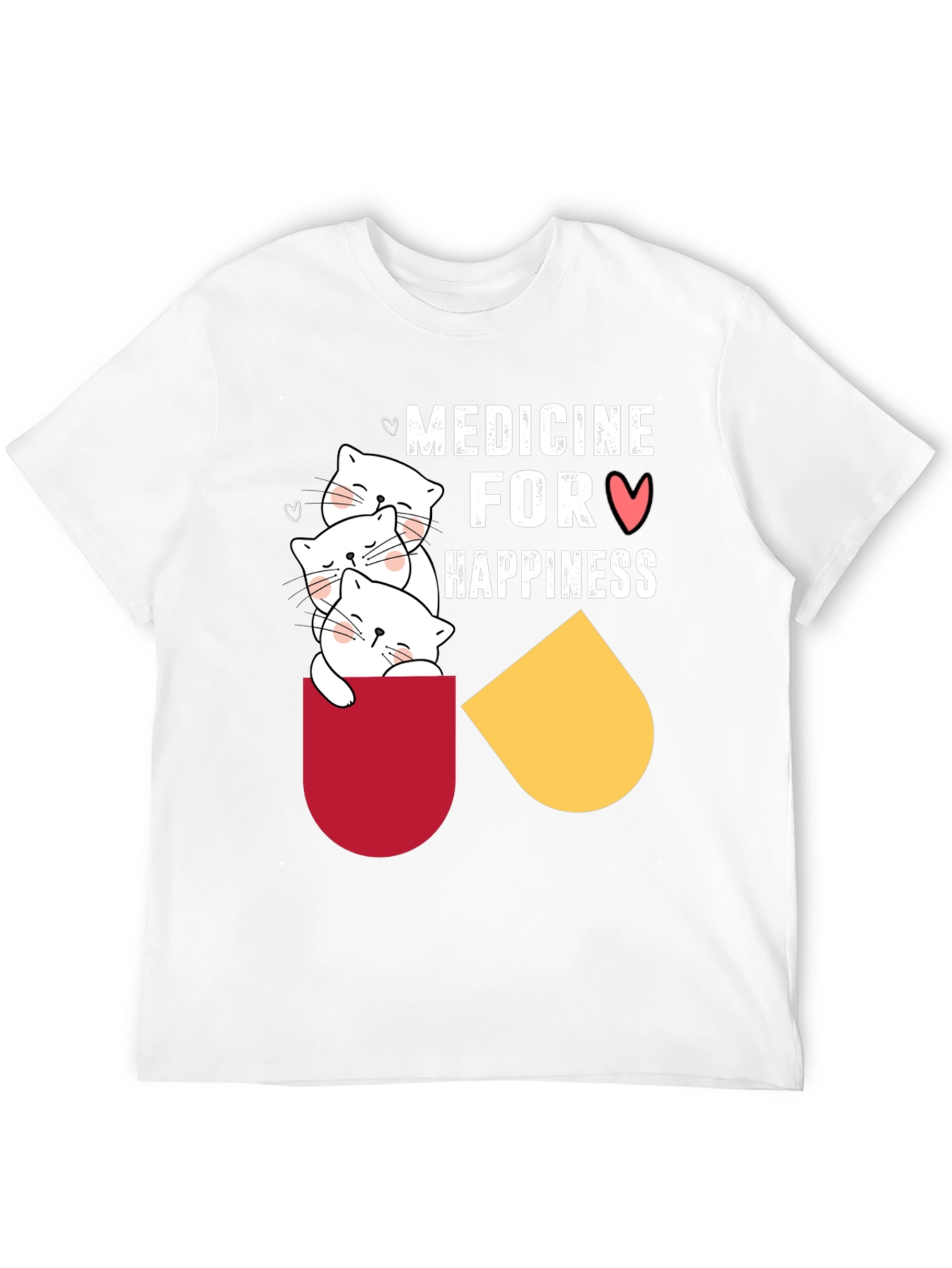 Medicine for Happiness T-Shirt Cute Cats