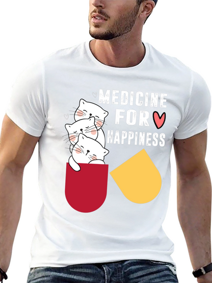 Medicine for Happiness T-Shirt Cute Cats