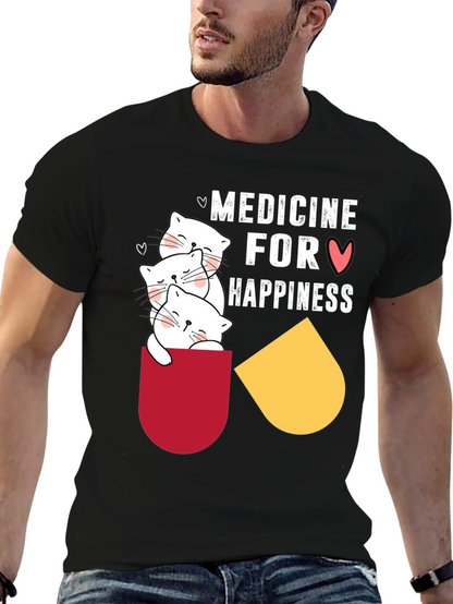 Medicine for Happiness T-Shirt Cute Cats