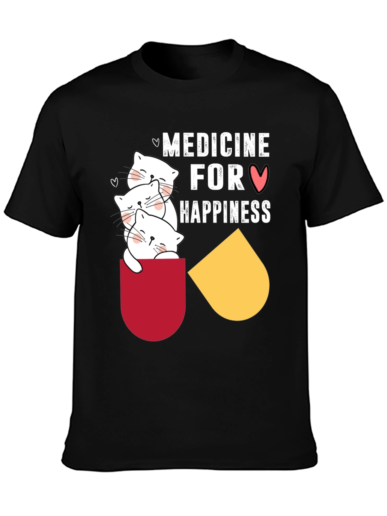 Medicine for Happiness T-Shirt Cute Cats