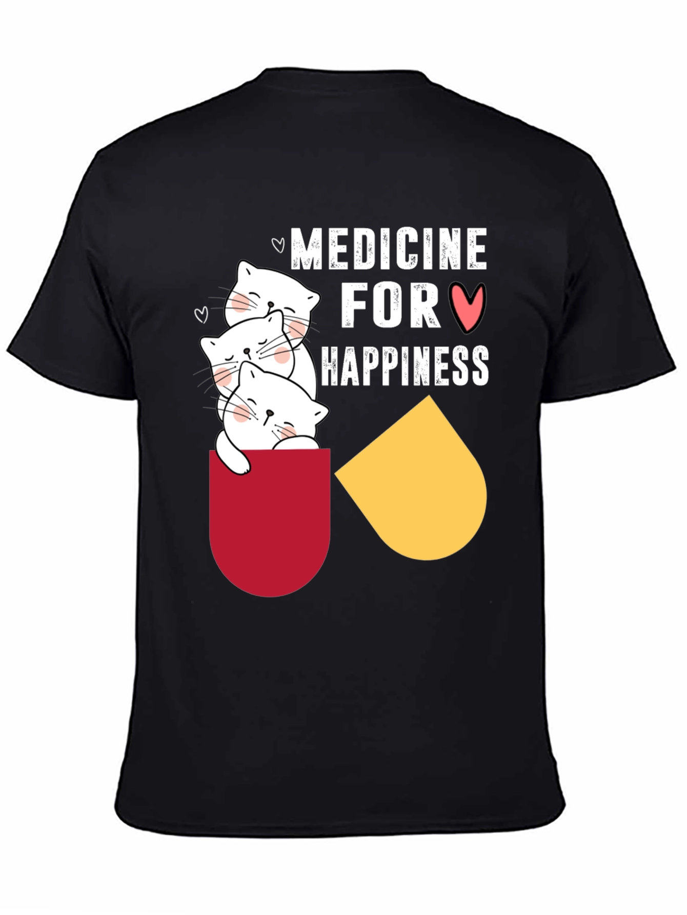 Medicine for Happiness T-Shirt Cute Cats