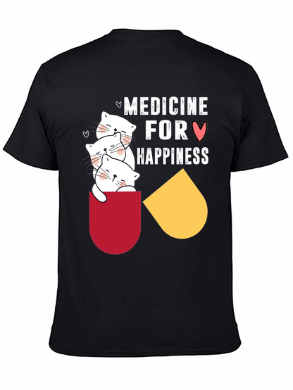 Medicine for Happiness T-Shirt Cute Cats