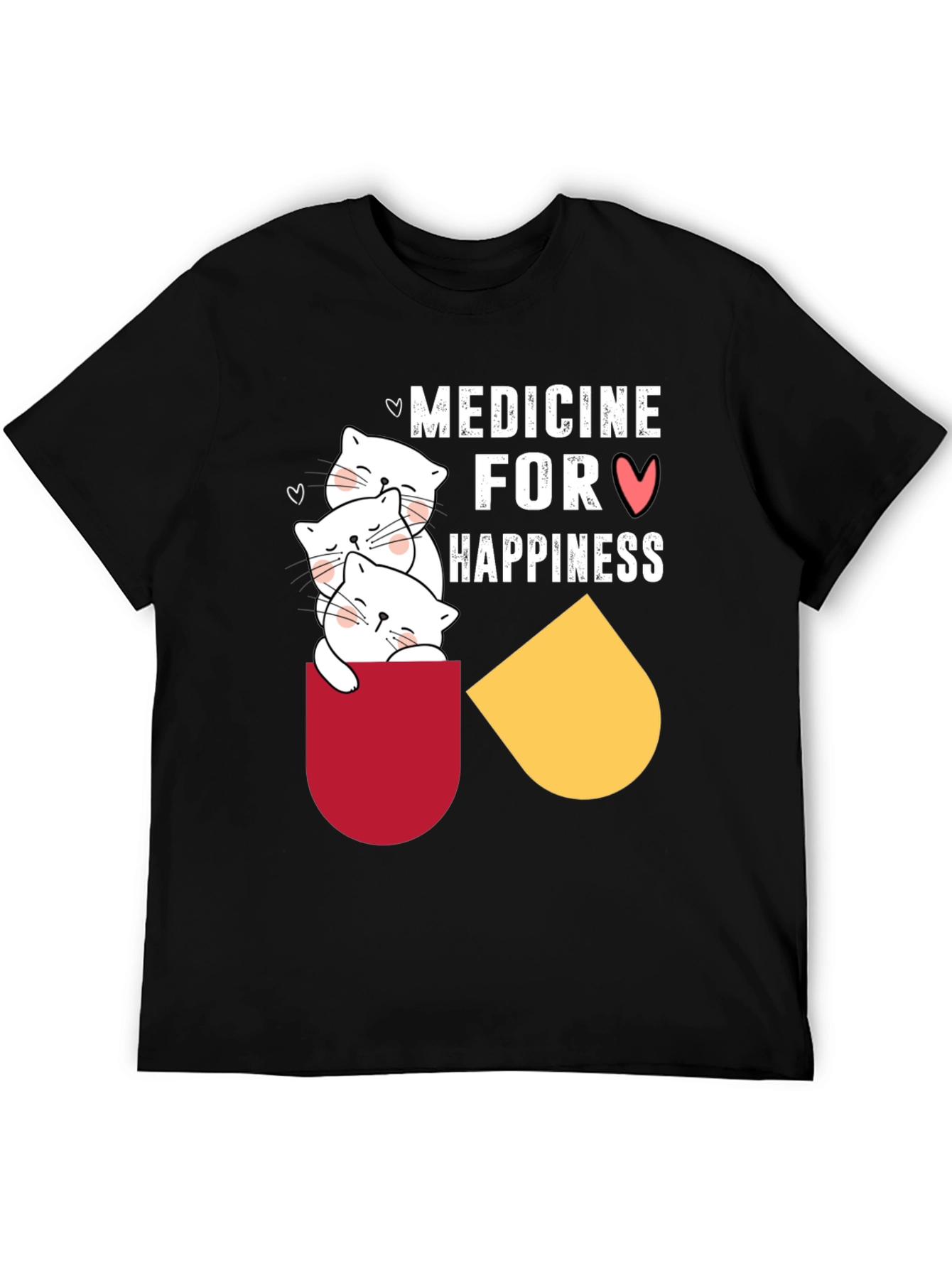 Medicine for Happiness T-Shirt Cute Cats