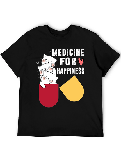 Medicine for Happiness T-Shirt Cute Cats