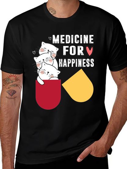 Medicine for Happiness T-Shirt Cute Cats