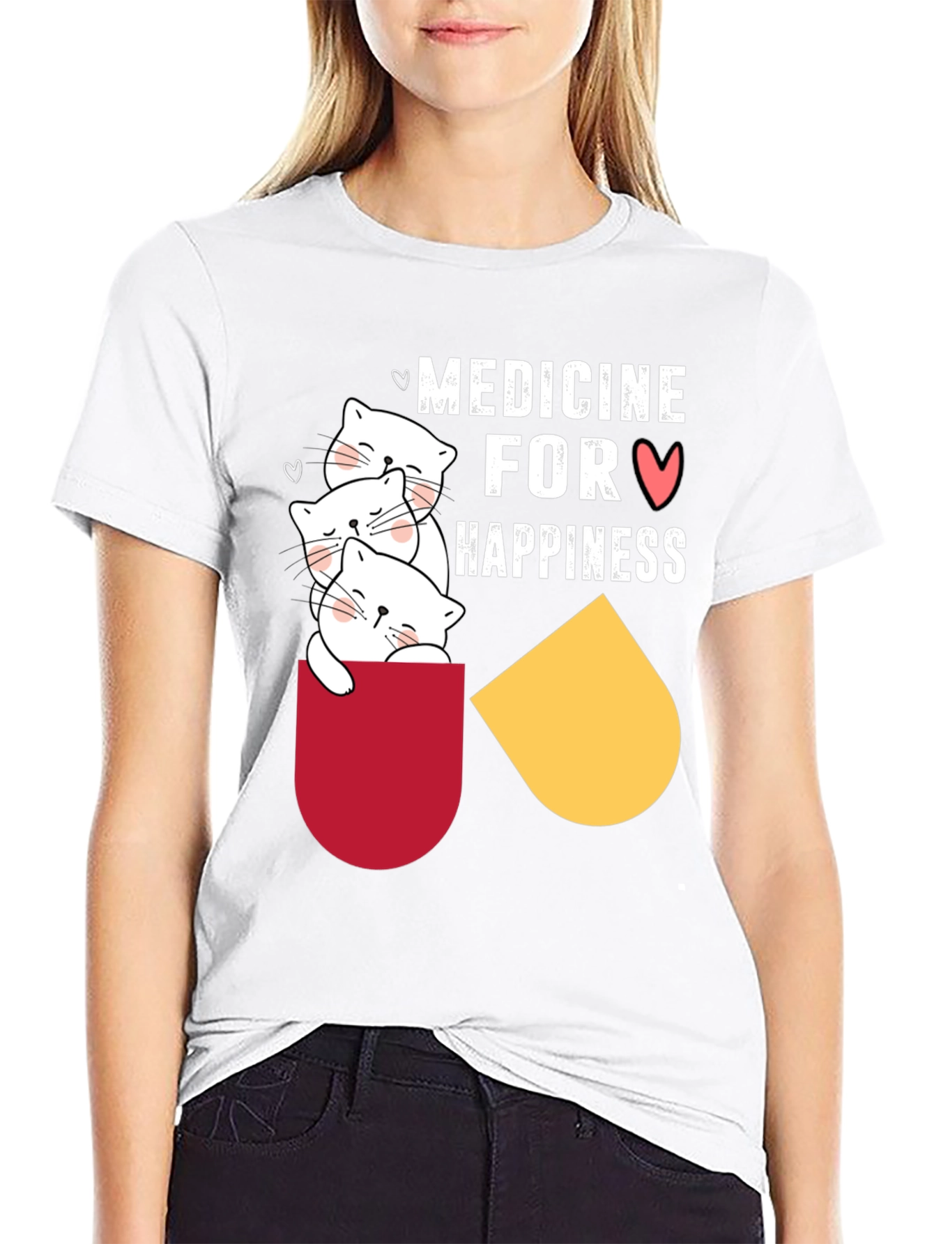 Medicine for Happiness T-Shirt Cute Cats