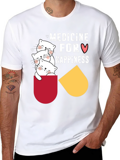 Medicine for Happiness T-Shirt Cute Cats
