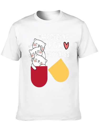 Medicine for Happiness T-Shirt Cute Cats
